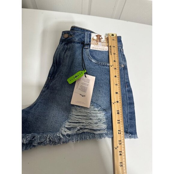 Sincerely Jules Distressed Denim Super High Rise Shorts size 9/29 NWT - Picture 7 of 8